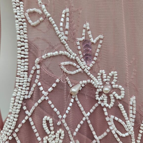Adrianna Papell Mauve-white beaded dress 20W - Picture 5 of 10